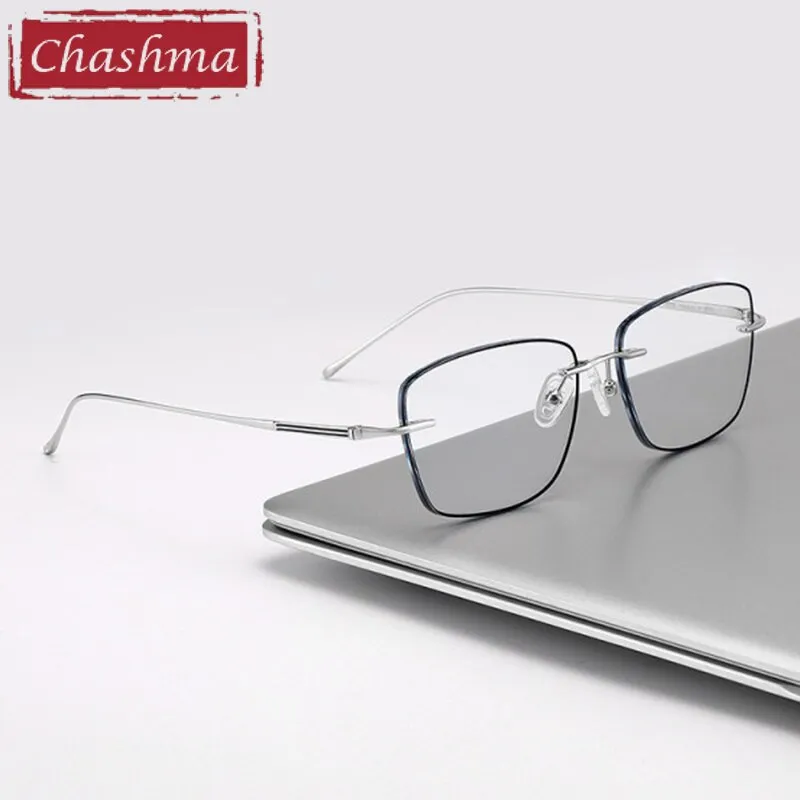 Chashma Ottica Unisex Full Rim Square Titanium Eyeglasses 9063