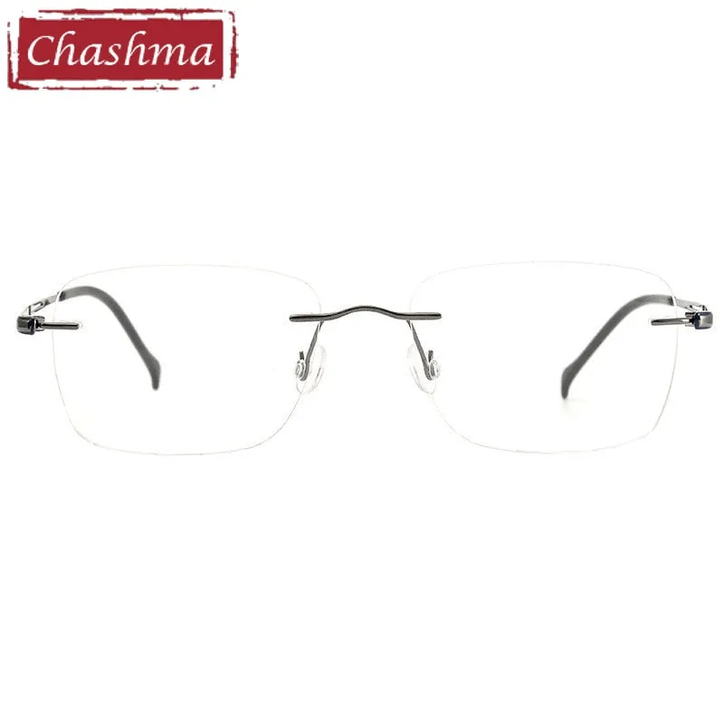 Chashma Ottica Unisex Rimless Square Titanium Customized Lens Shape Eyeglasses 16068