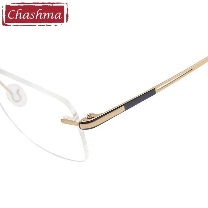 Chashma Ottica Unisex Rimless Square Titanium Customized Lens Shape Eyeglasses 16068