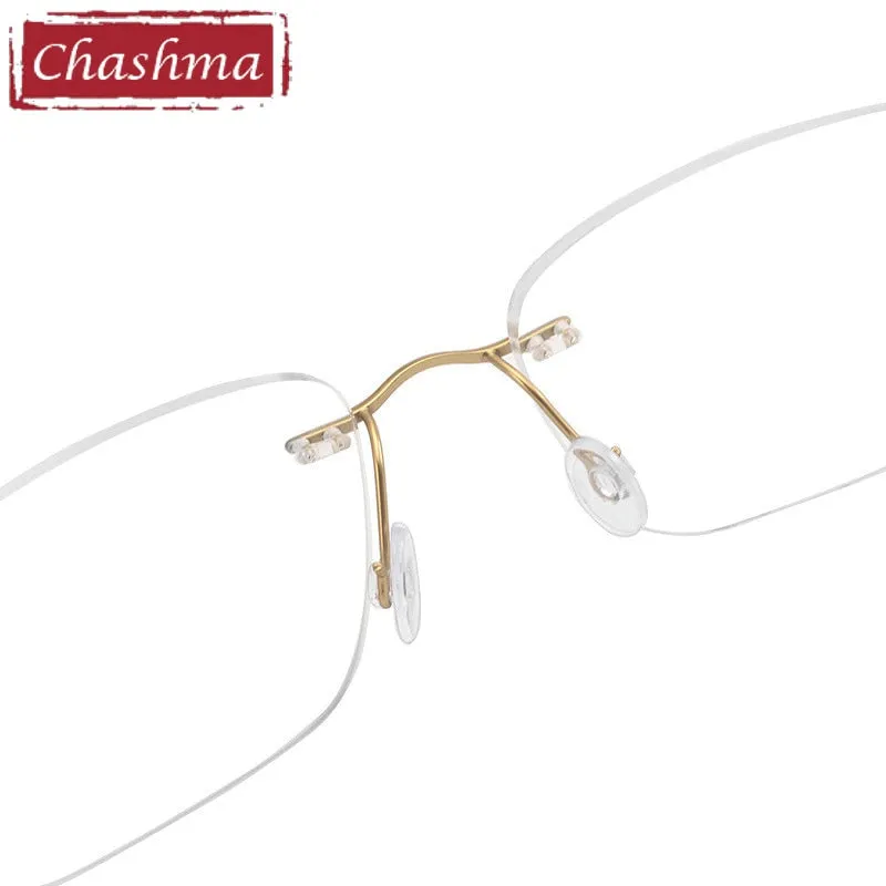 Chashma Ottica Unisex Rimless Square Titanium Customized Lens Shape Eyeglasses 16068