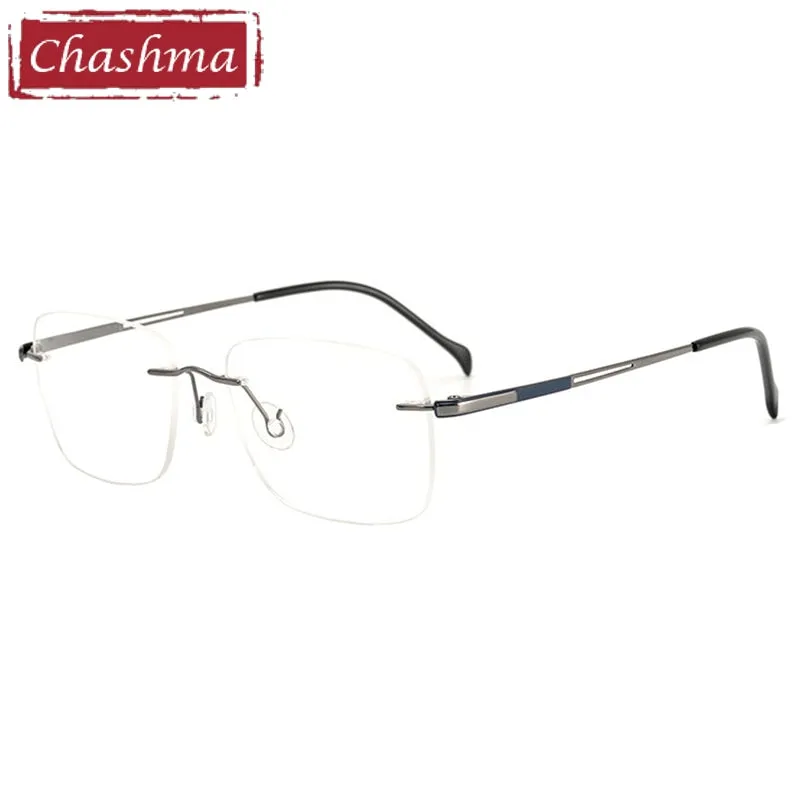 Chashma Ottica Unisex Rimless Square Titanium Customized Lens Shape Eyeglasses 16068