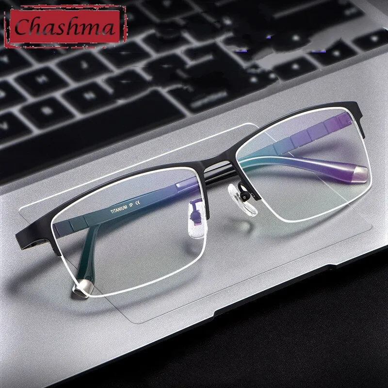 Chashma Ottica Unisex Semi Rim Oversized Square Titanium Eyeglasses 2021