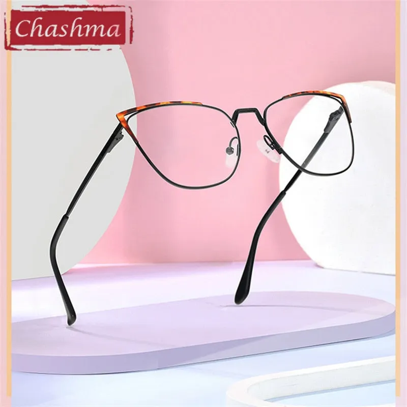 Chashma Ottica Women's Full Rim Square Cat Eye Stainless Steel Eyeglasses 8545