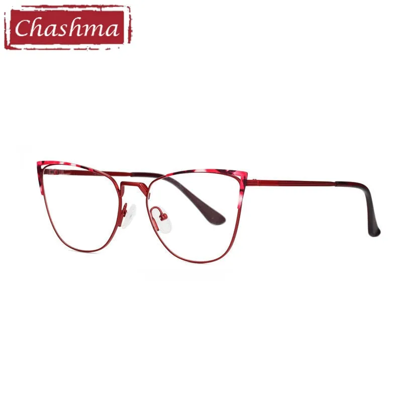 Chashma Ottica Women's Full Rim Square Cat Eye Stainless Steel Eyeglasses 8545