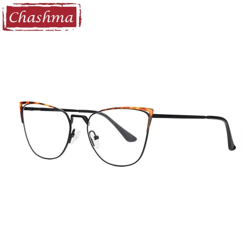 Chashma Ottica Women's Full Rim Square Cat Eye Stainless Steel Eyeglasses 8545