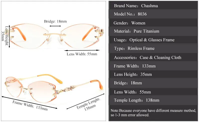 Chashma Ottica Women's Irregular Oval Titanium Eyeglasses 80363