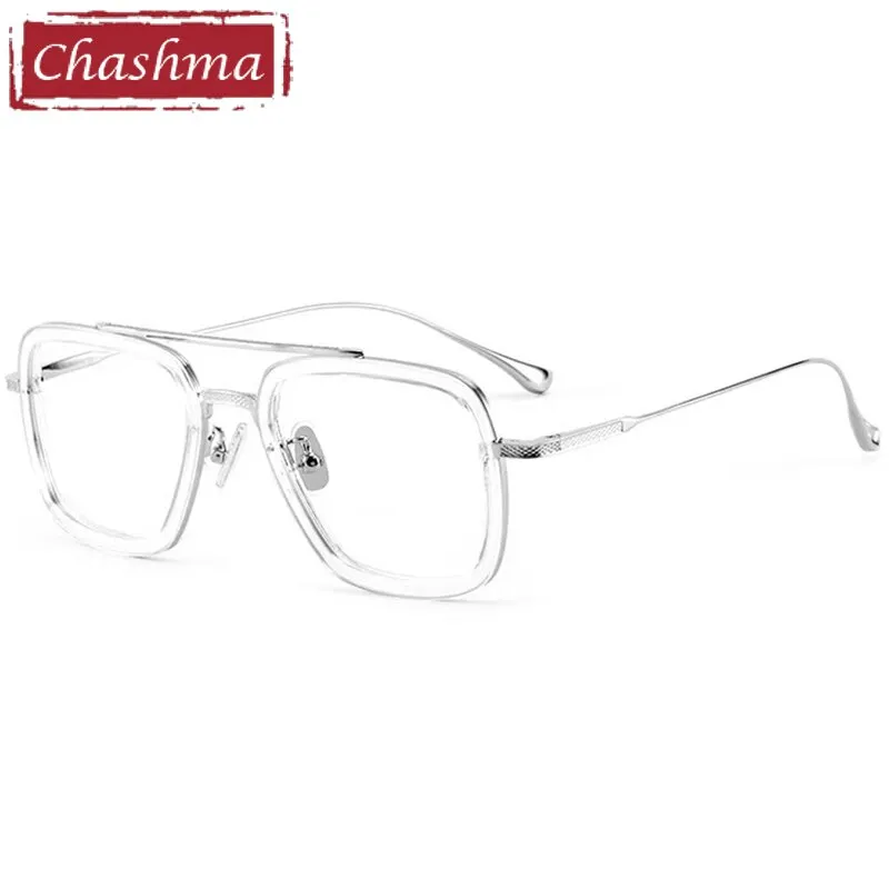 Chashma Unisex Full Rim Square Double Bridge Acetate Titanium Eyeglasses T927