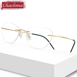 Chashma Unisex Rimless Cat Eye Titanium Eyeglasses 8041