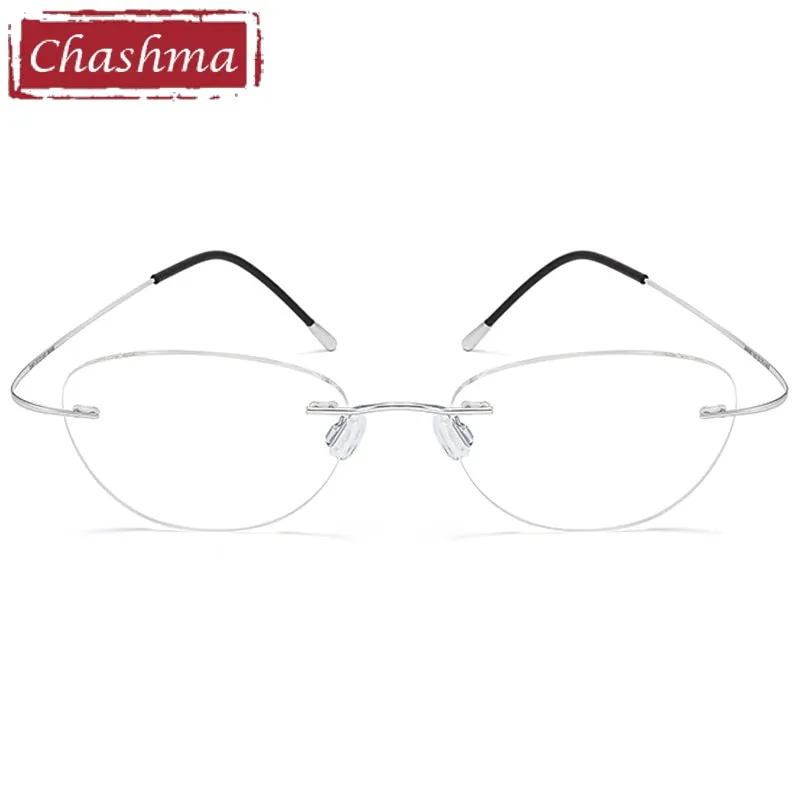 Chashma Unisex Rimless Cat Eye Titanium Eyeglasses 8041