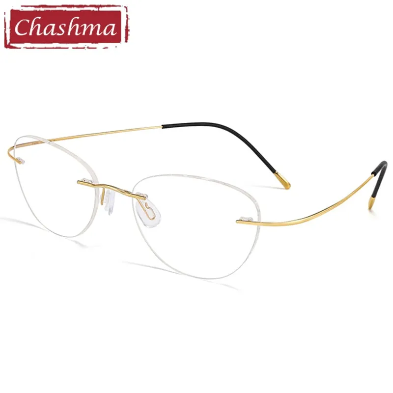 Chashma Unisex Rimless Cat Eye Titanium Eyeglasses 8041