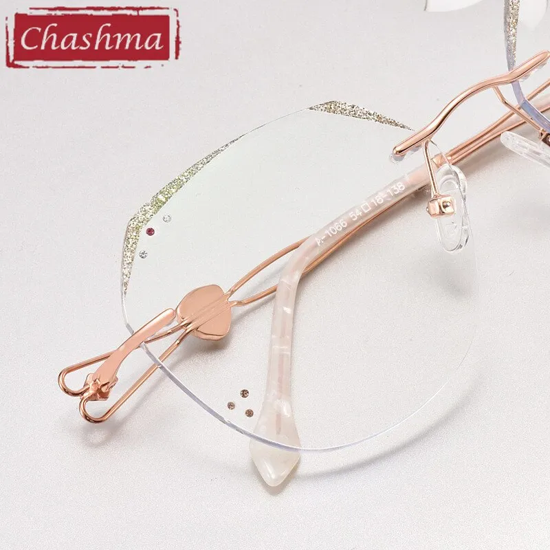 Chashma Women's Rimless RoundTitanium Glitter Edged Eyeglasses 1066