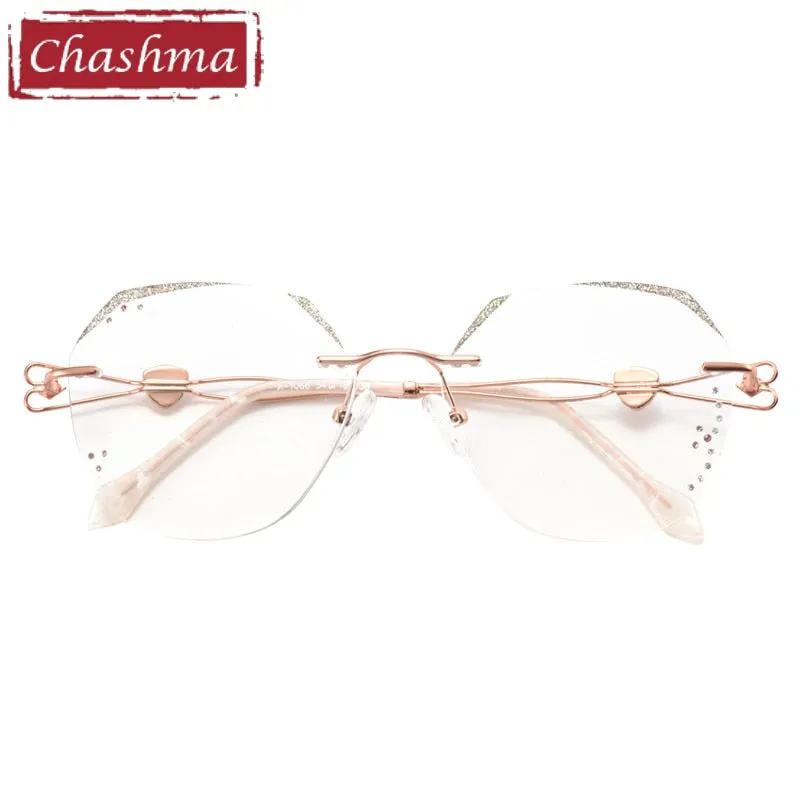 Chashma Women's Rimless RoundTitanium Glitter Edged Eyeglasses 1066