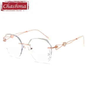 Chashma Women's Rimless RoundTitanium Glitter Edged Eyeglasses 1066