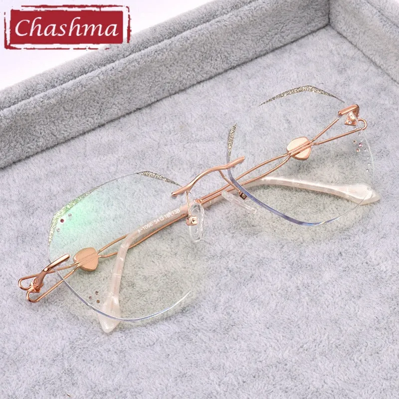 Chashma Women's Rimless RoundTitanium Glitter Edged Eyeglasses 1066