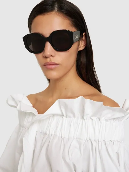 Chloé   Oversized logo round acetate sunglasses 