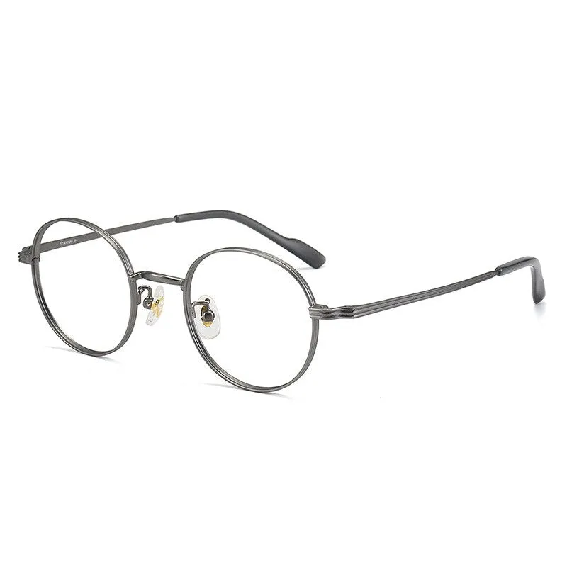 Cubojue Unisex Full Rim Small Round Titanium Eyeglasses 2056