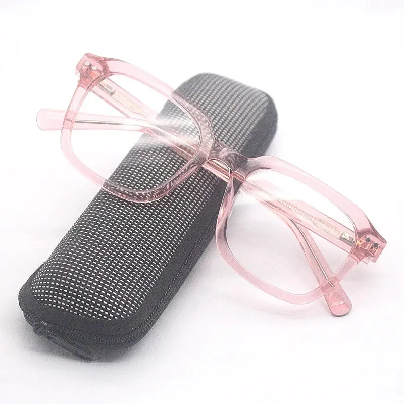 Cubojue Unisex Full Rim Square Acetate Reading Glasses Xh004