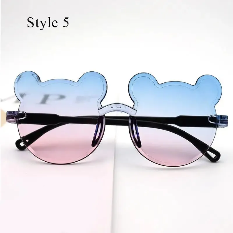 Fashion Brand Kids Sunglasses Cartoon Bear Shape Child Black Sun Glasses Anti-uv Baby Sun-shading Eyeglasses Girl Boy Sunglass