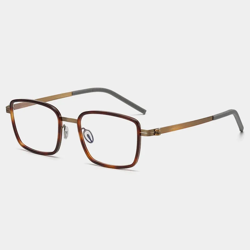 Gatenac Mens Full Rim Square Acetate Eyeglasses Gxyj-1186