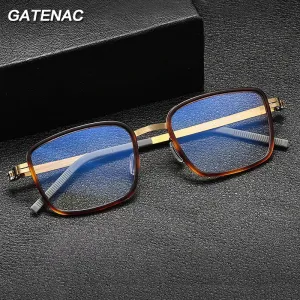 Gatenac Mens Full Rim Square Acetate Eyeglasses Gxyj-1186