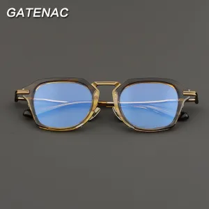 Gatenac Unisex Full Rim Irregular Square Titanium Acetate Eyeglasses Gxyj872