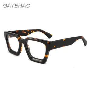 Gatenac Unisex Full Rim Large Square Acetate Eyeglasses Gxyj885