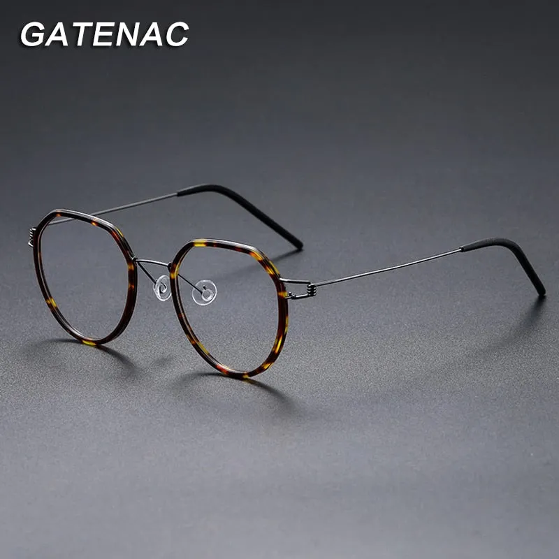 Gatenac Unisex Full Rim Polygon Square Titanium Alloy Screwless Frame Eyeglasses Gxyj691