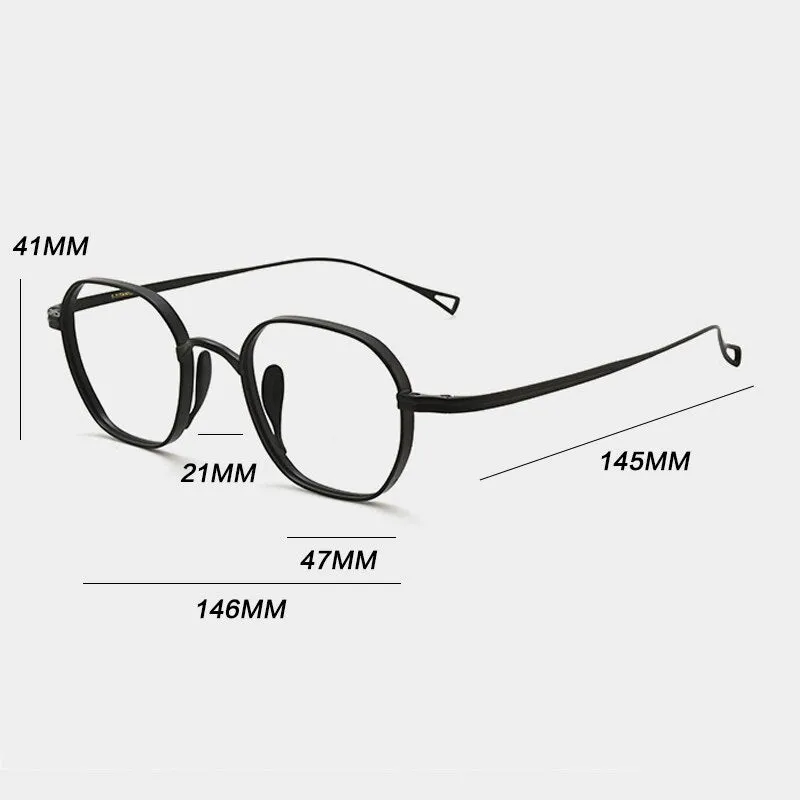 Gatenac Unisex Full Rim Polygon Square Titanium Eyeglasses Gxyj914