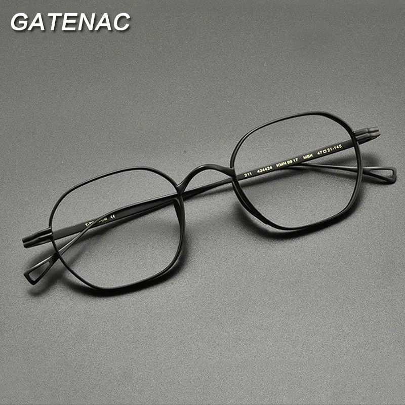 Gatenac Unisex Full Rim Polygon Square Titanium Eyeglasses Gxyj914