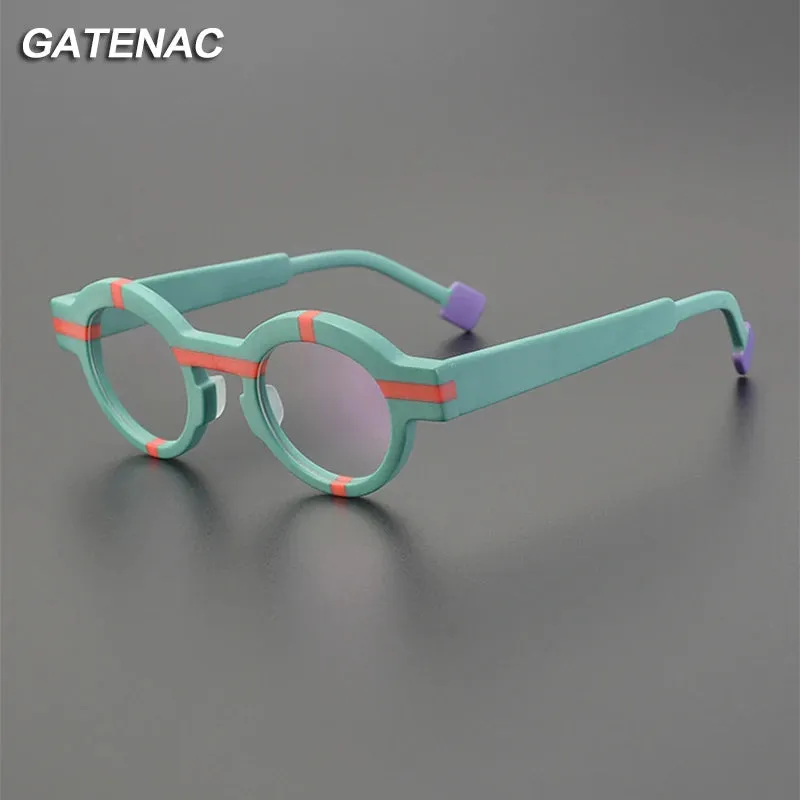 Gatenac Unisex Full Rim Round Acetate Eyeglasses Gxyj1211