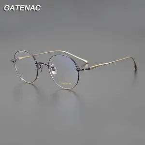 Gatenac Unisex Full Rim Round Titanium Eyeglasses Gxyj1097