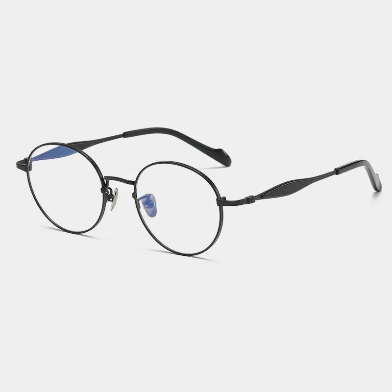 Gatenac Unisex Full Rim Round Titanium Eyeglasses Gxyj1160