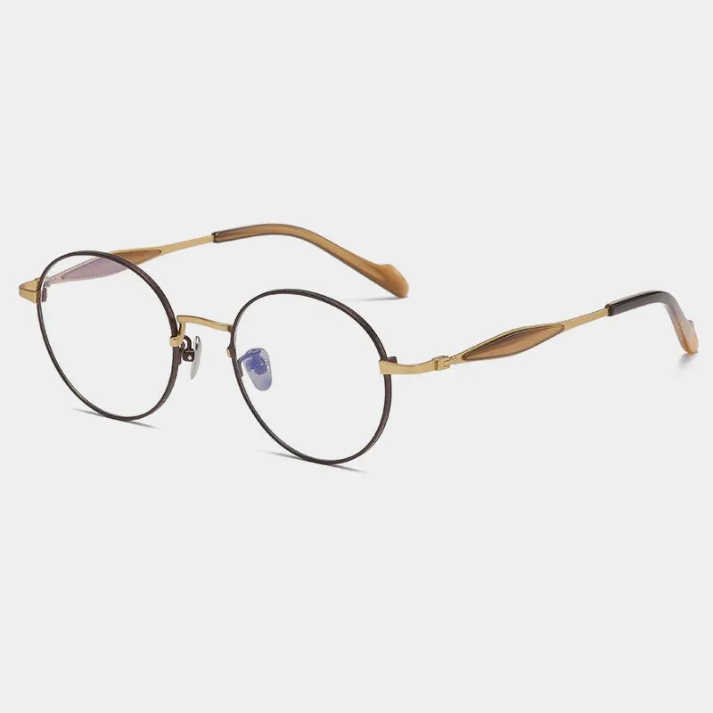 Gatenac Unisex Full Rim Round Titanium Eyeglasses Gxyj1160