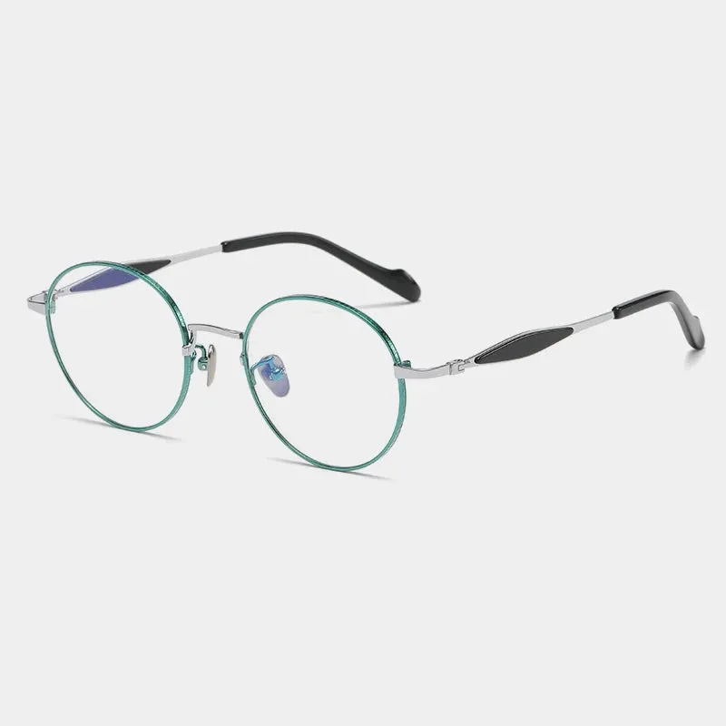 Gatenac Unisex Full Rim Round Titanium Eyeglasses Gxyj1160