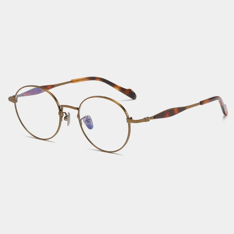 Gatenac Unisex Full Rim Round Titanium Eyeglasses Gxyj1160