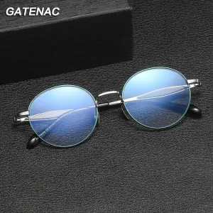 Gatenac Unisex Full Rim Round Titanium Eyeglasses Gxyj1160