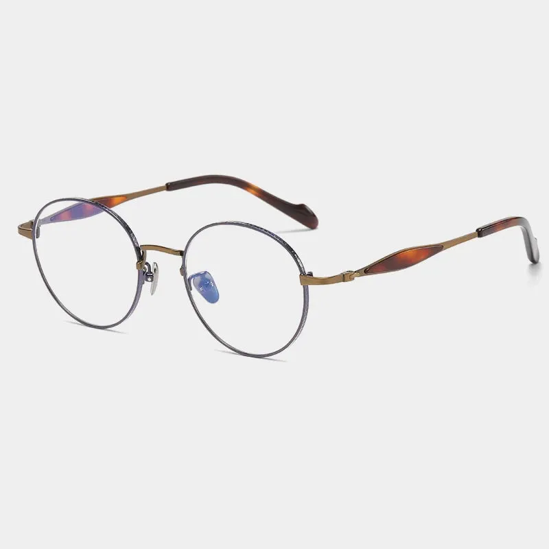 Gatenac Unisex Full Rim Round Titanium Eyeglasses Gxyj1160