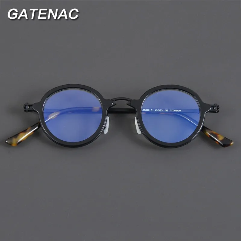 Gatenac Unisex Full Rim Small Irregular Round Acetate Eyeglasses Gxyj881