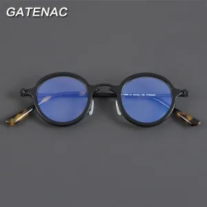 Gatenac Unisex Full Rim Small Irregular Round Acetate Eyeglasses Gxyj881