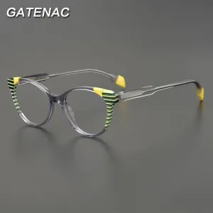 Gatenac Unisex Full Rim Small Round Acetate Eyeglasses Gxyj880