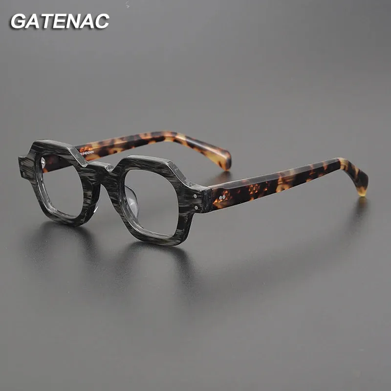 Gatenac Unisex Full Rim Square Acetate Eyeglasses Gxyj-1168