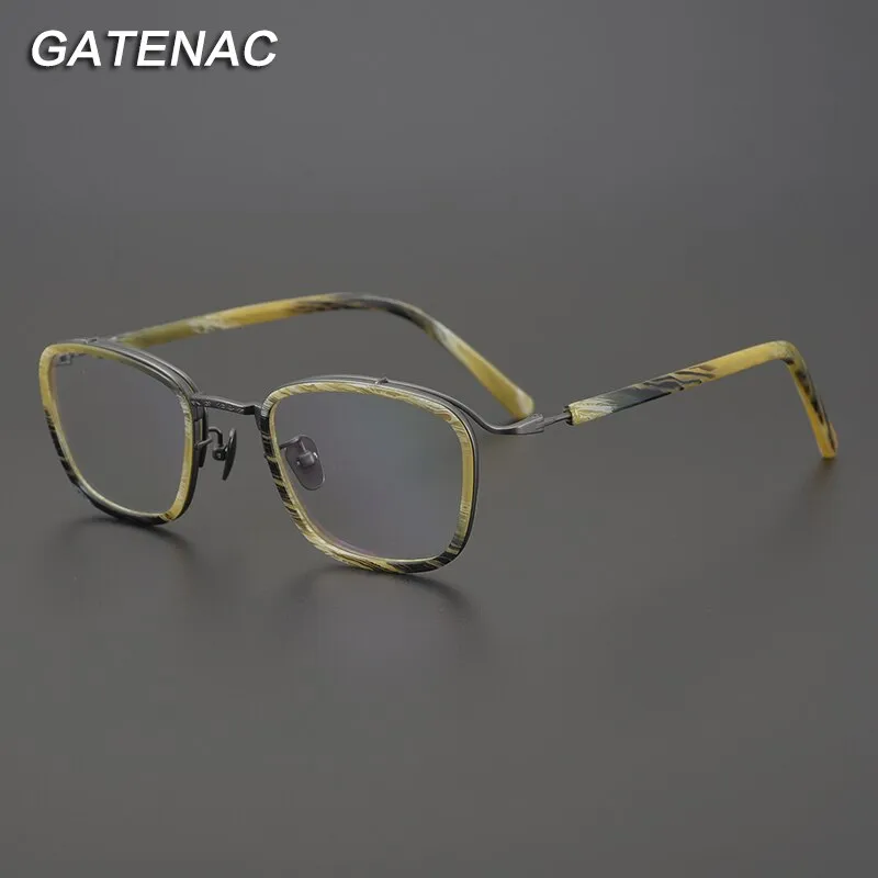 Gatenac Unisex Full Rim Square Acetate Frame Eyeglasses Gxyj699