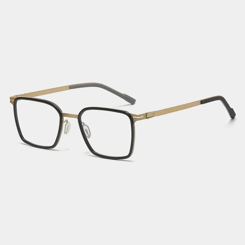 Gatenac Unisex Full Rim Square Acetate Titanium Eyeglasses Gxyj1150