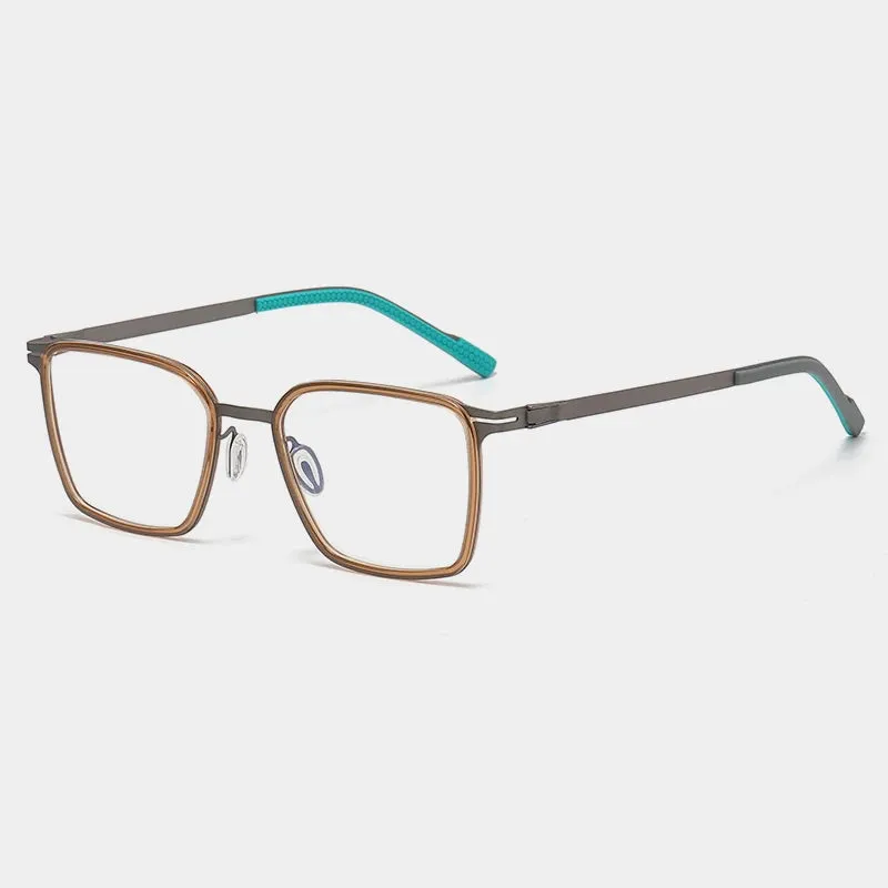 Gatenac Unisex Full Rim Square Acetate Titanium Eyeglasses Gxyj1150