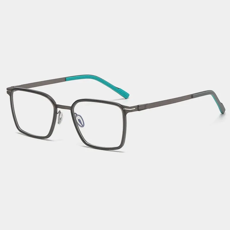 Gatenac Unisex Full Rim Square Acetate Titanium Eyeglasses Gxyj1150