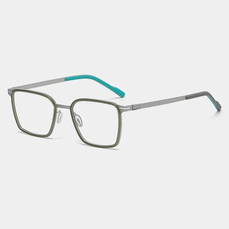 Gatenac Unisex Full Rim Square Acetate Titanium Eyeglasses Gxyj1150