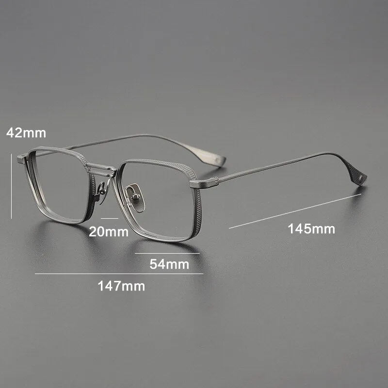 Gatenac Unisex Full Rim Square Double Bridge Titanium Eyeglasses Gxyj1114