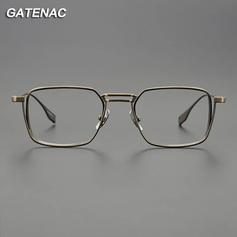 Gatenac Unisex Full Rim Square Double Bridge Titanium Eyeglasses Gxyj1114