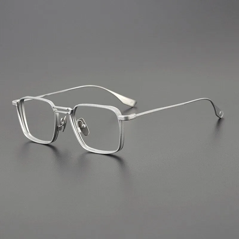 Gatenac Unisex Full Rim Square Double Bridge Titanium Eyeglasses Gxyj1114