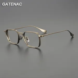 Gatenac Unisex Full Rim Square Double Bridge Titanium Eyeglasses Gxyj1114